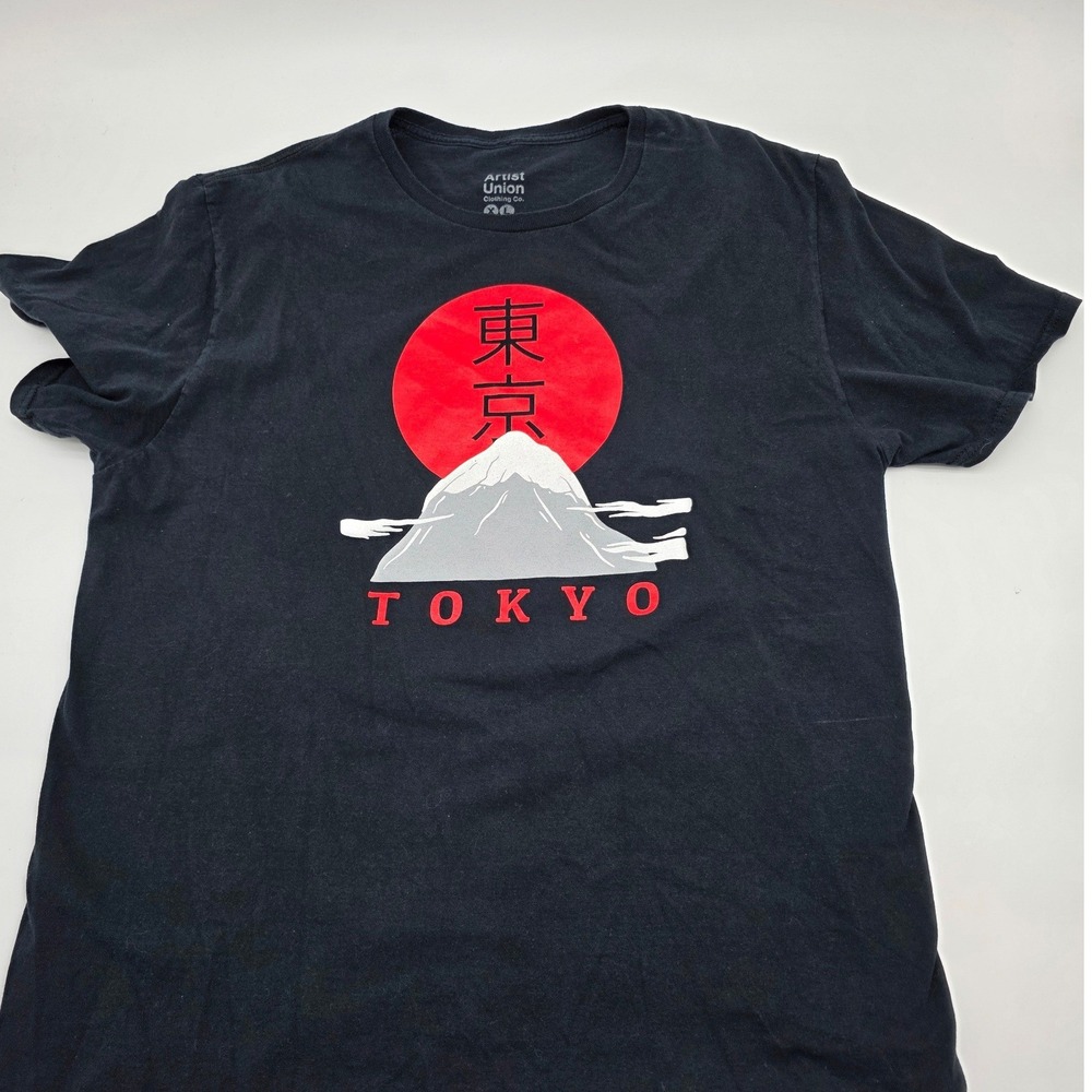 Artist Union T-Shirt Mens XL Black Tokyo Mount Fuji Graphic Tee Streetwear